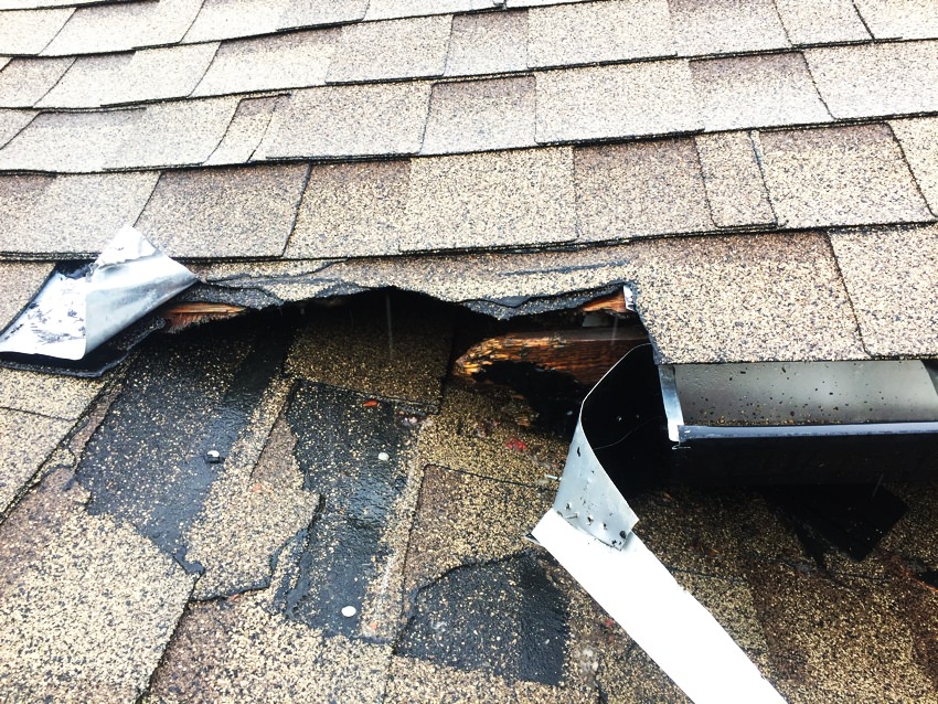 Major roof damage example