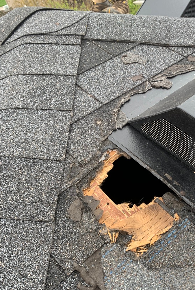 Air vent damage on roof