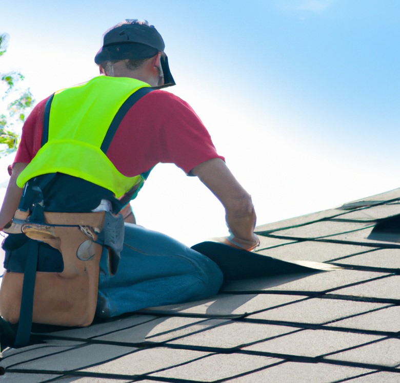 Burlington roofer applying shingles