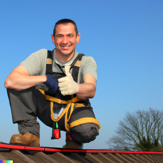 Reputable roofer giving thumbs up